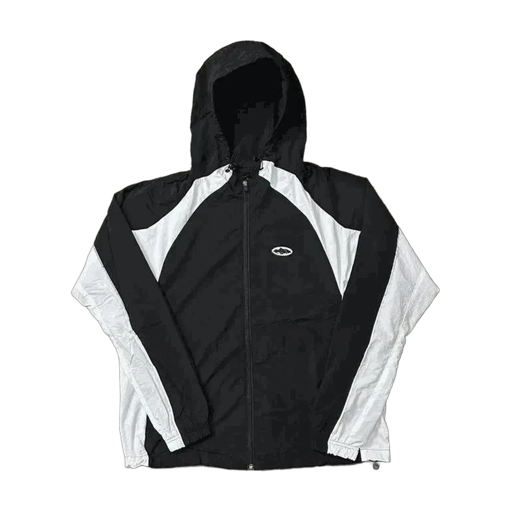 Corteiz Black and White Panelled Hooded Jacket
