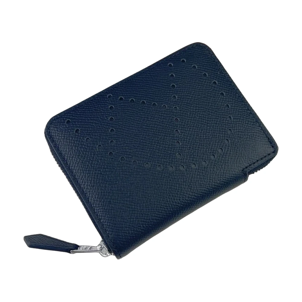 Hermès Evelyne Perforated Zip Coin Purse Navy