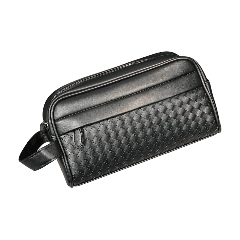 Woven Leather Men's Wristlet Clutch / Toiletry Bag
