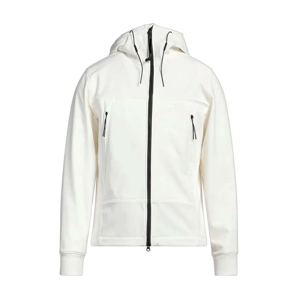 C.P. Company Cream Hooded Zip-Up Track Jacket