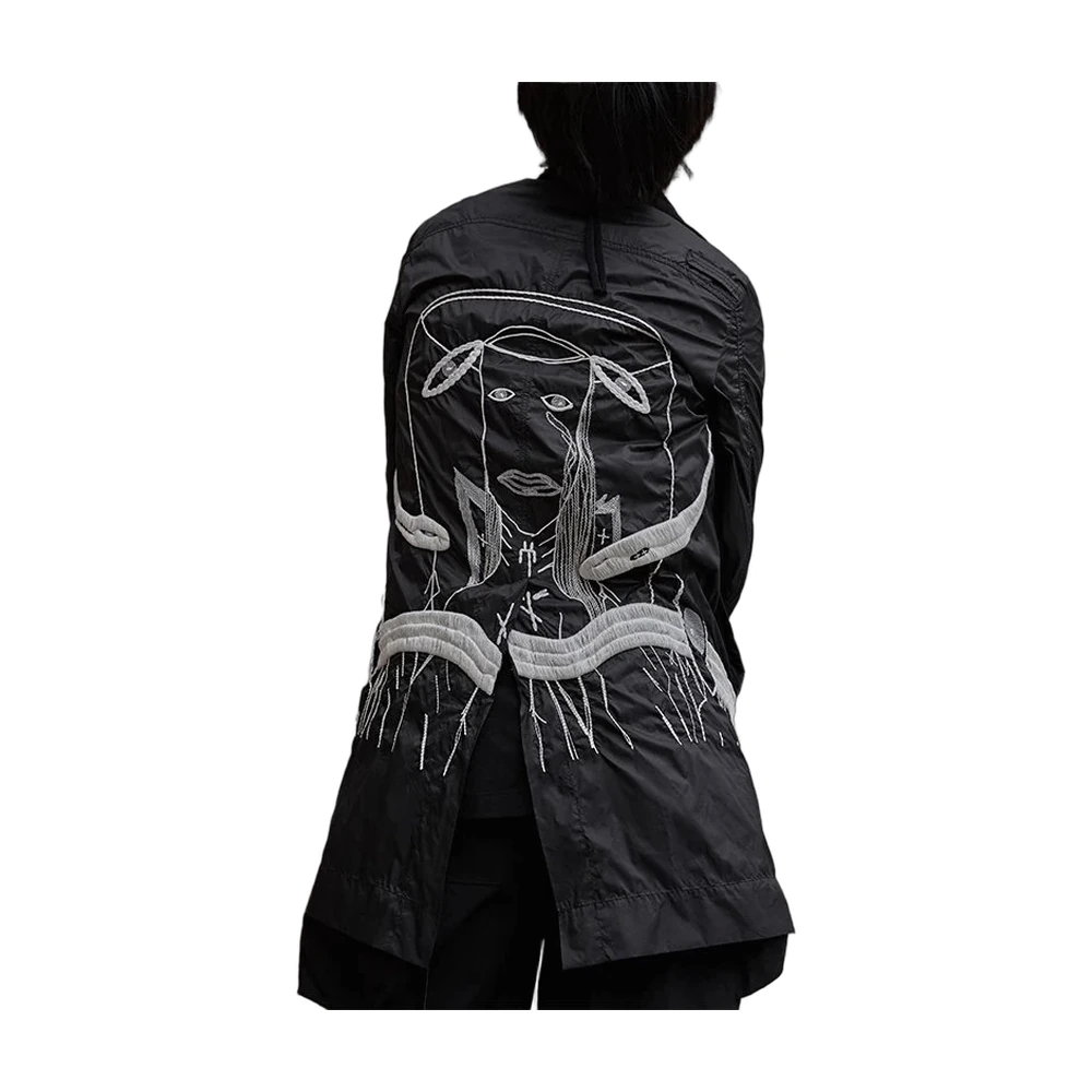 Techwear Ghost Face Embroidered Black Jacket