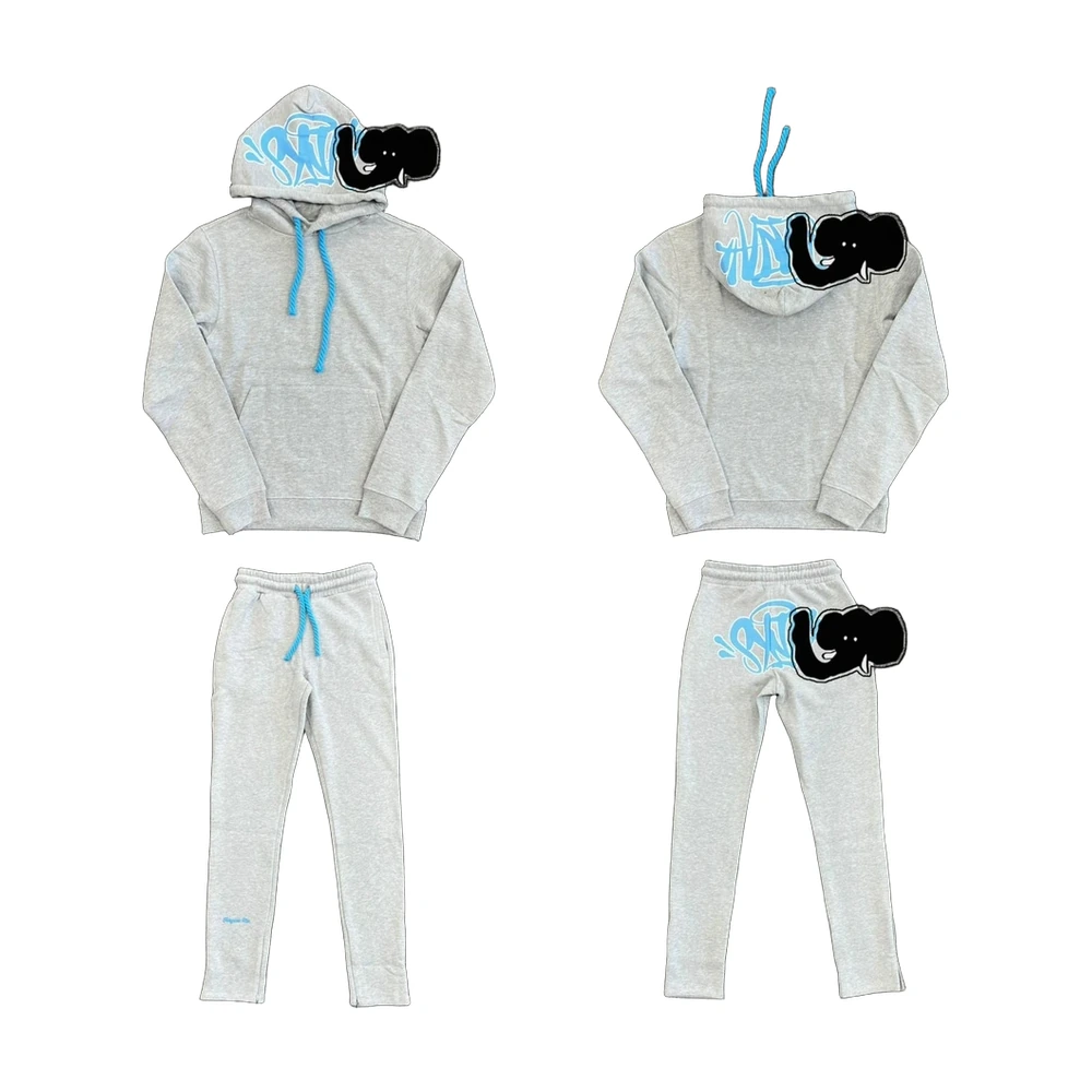 Gray Hoodie and Pants Tracksuit Set