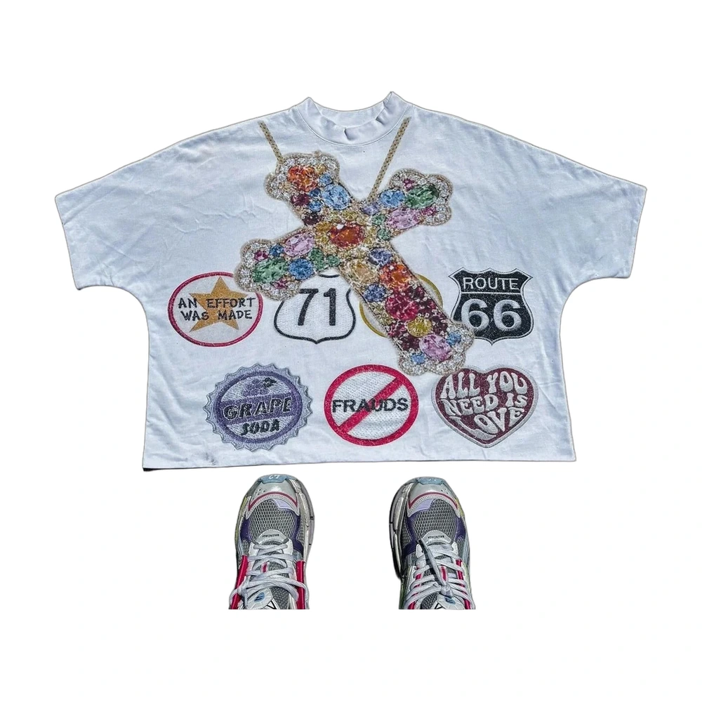 Graphic Sticker Print Oversized Tee