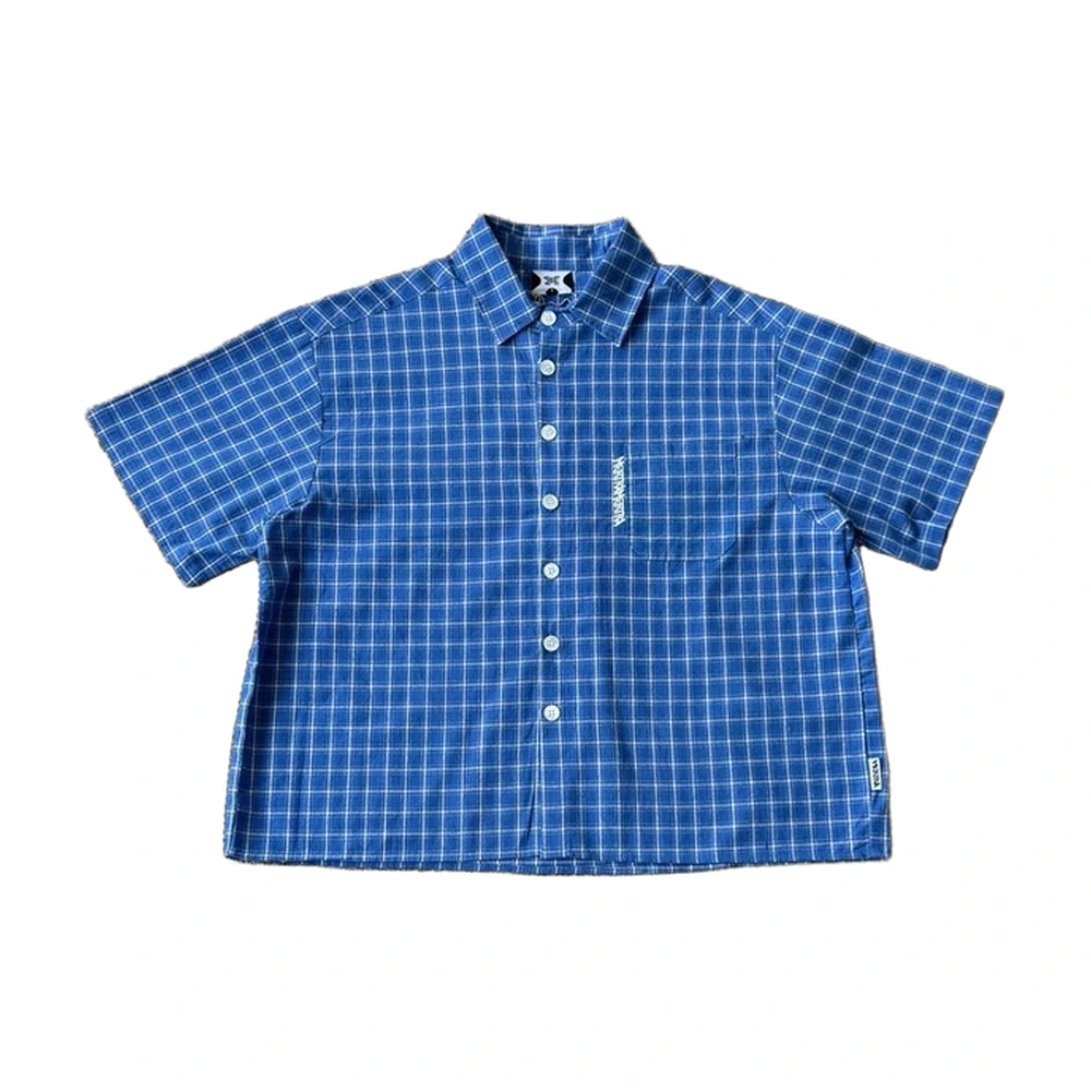 Blue Plaid Short-Sleeve Shirt