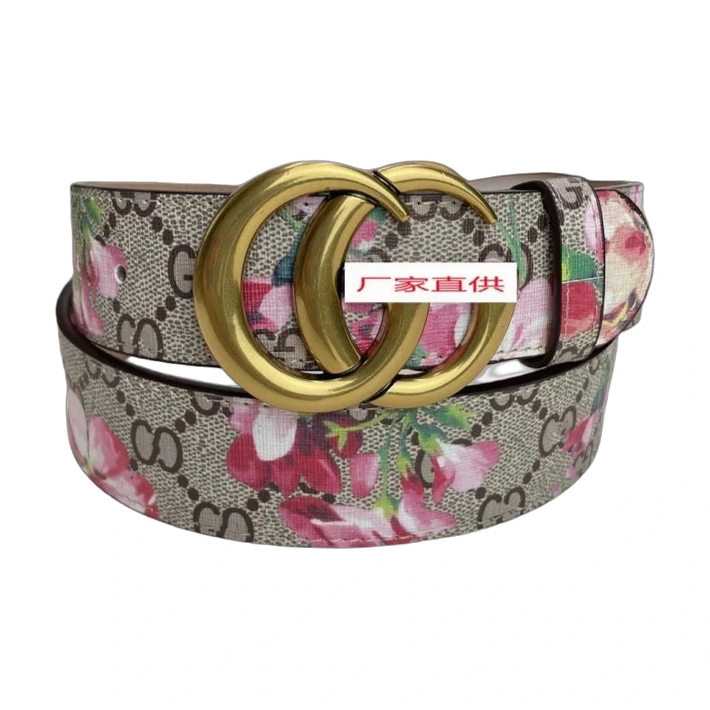 Gucci GG Blooms Floral Double G Leather Belt