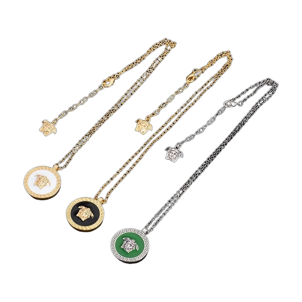 Versace Medusa Round Pendant Necklace