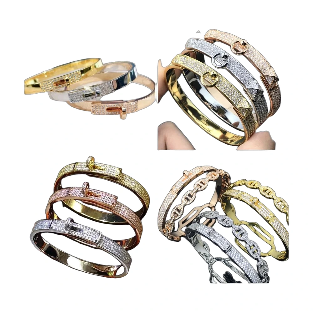 Hermes Kelly Pave Bangle Bracelet