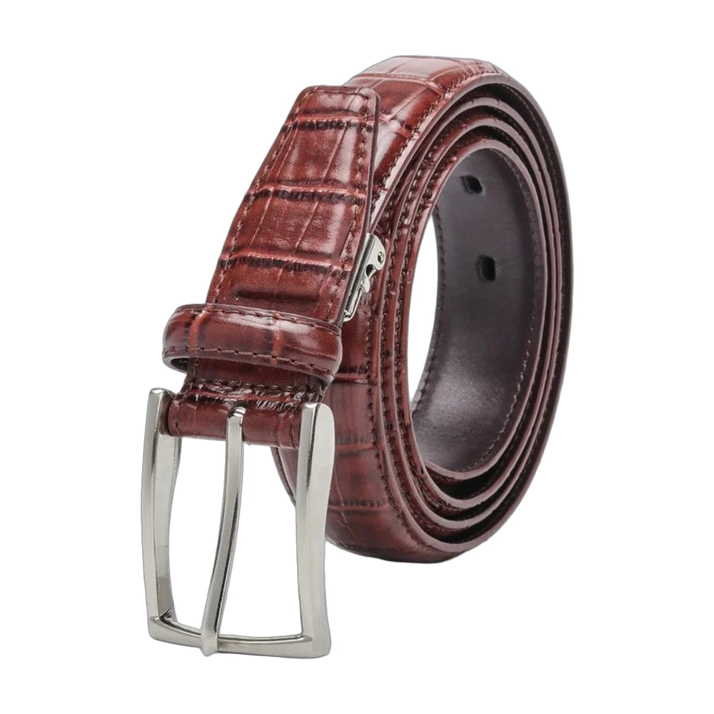 Crocodile-Embossed Leather Belt