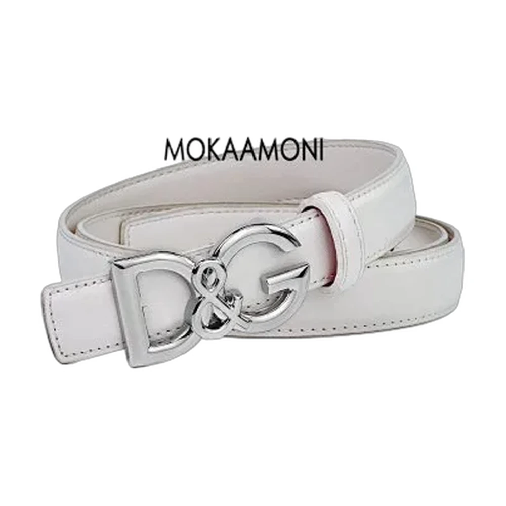 Dolce & Gabbana DG Logo Buckle Thin Leather Belt