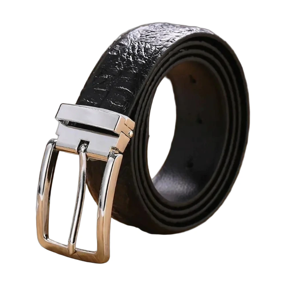 Croc-Embossed Leather Reversible Dress Belt