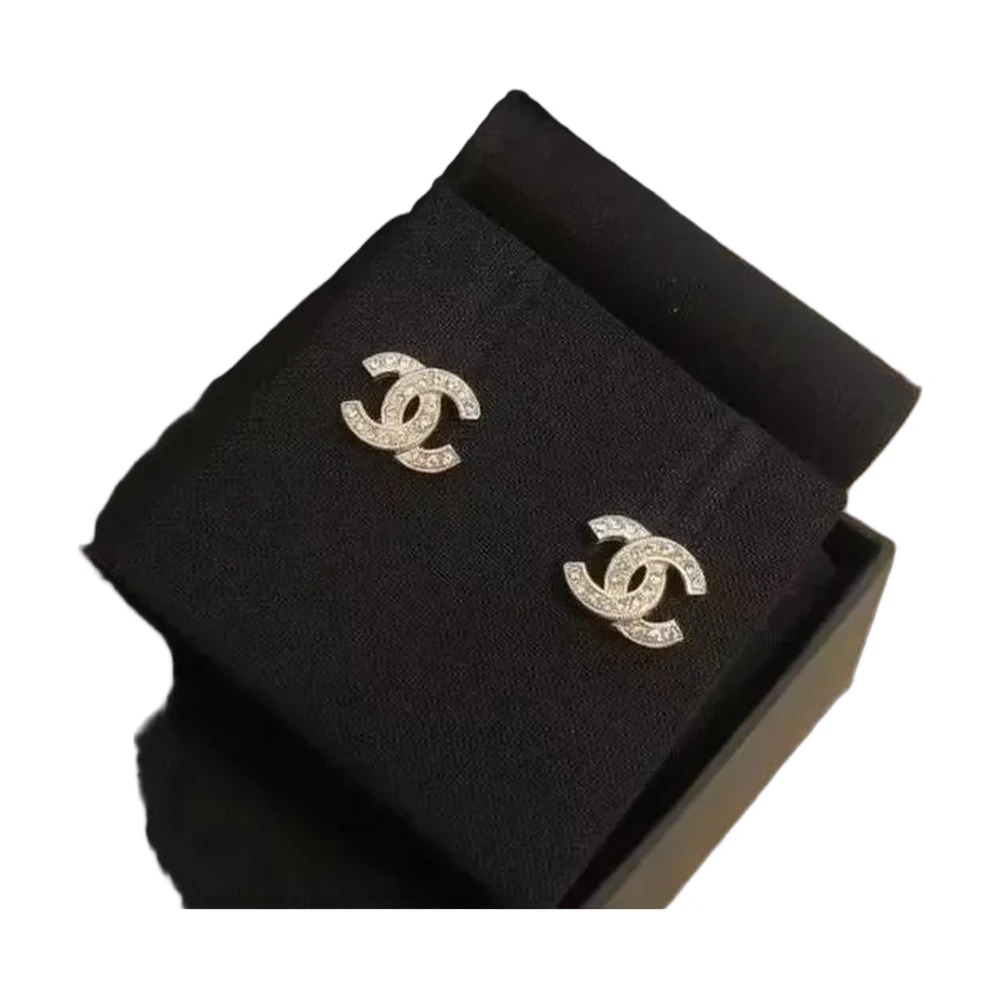 Chanel CC Crystal Stud Earrings