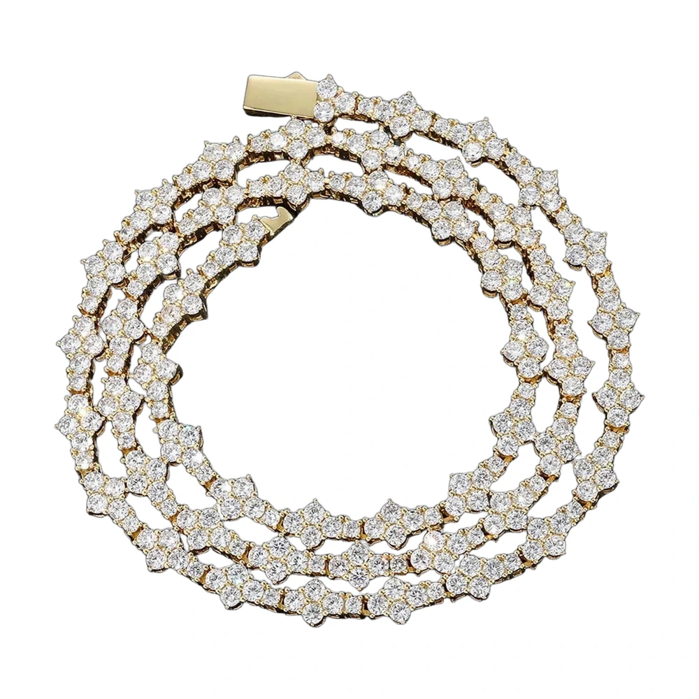 Iced Out Flower Cluster Tennis Chain Necklace