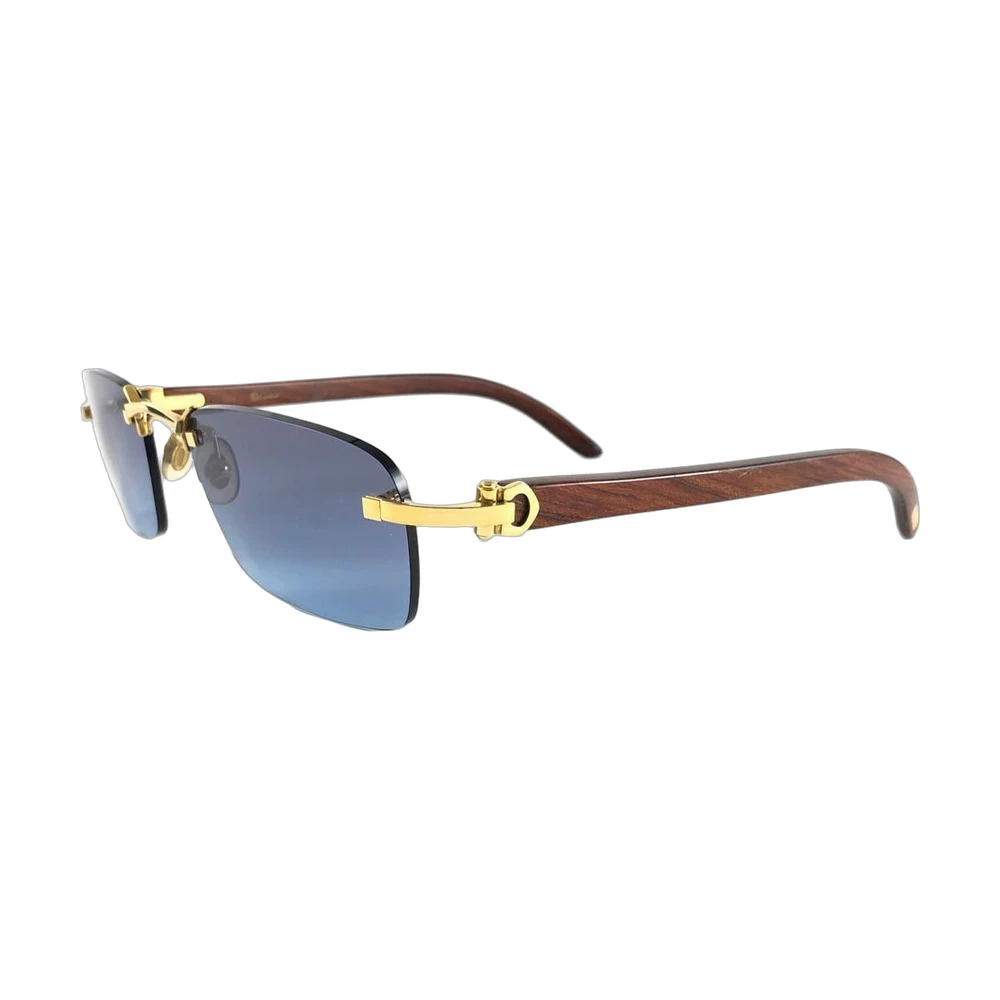 Cartier Rimless Sunglasses with Wood Arms