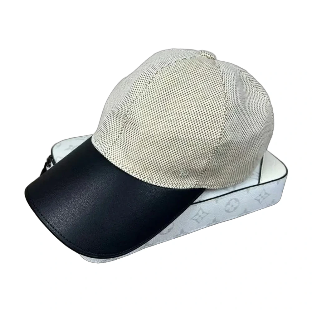 Celine Baseball Cap Beige Leather Brim
