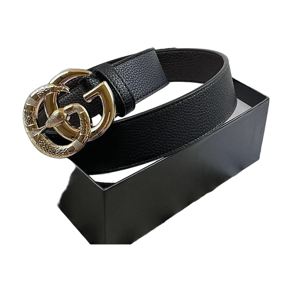 Gucci GG Snake Buckle Leather Belt