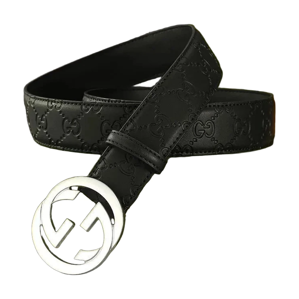 Gucci Signature Leather Belt Interlocking G Buckle