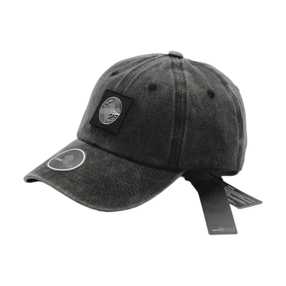 Washed Distressed Baseball Cap with Leather Patch