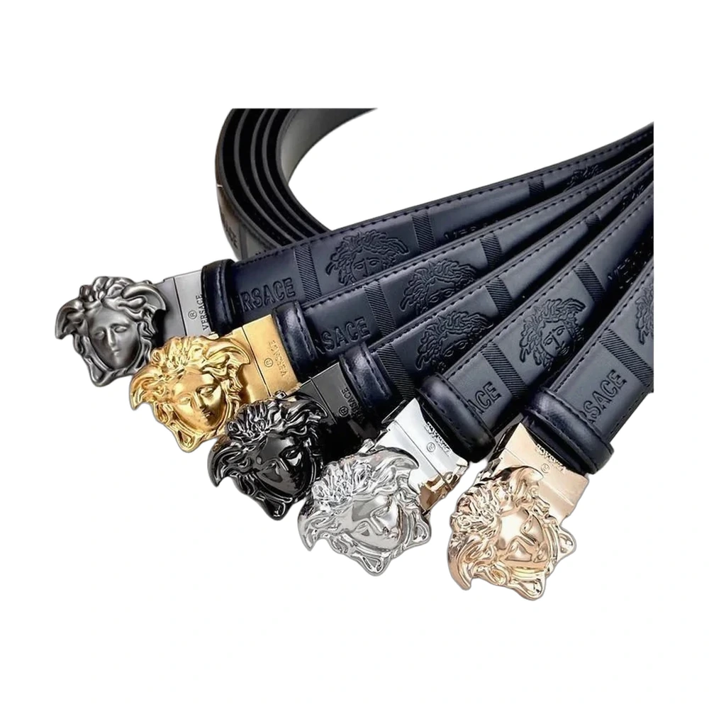 Versace Medusa Head Embossed Leather Belt