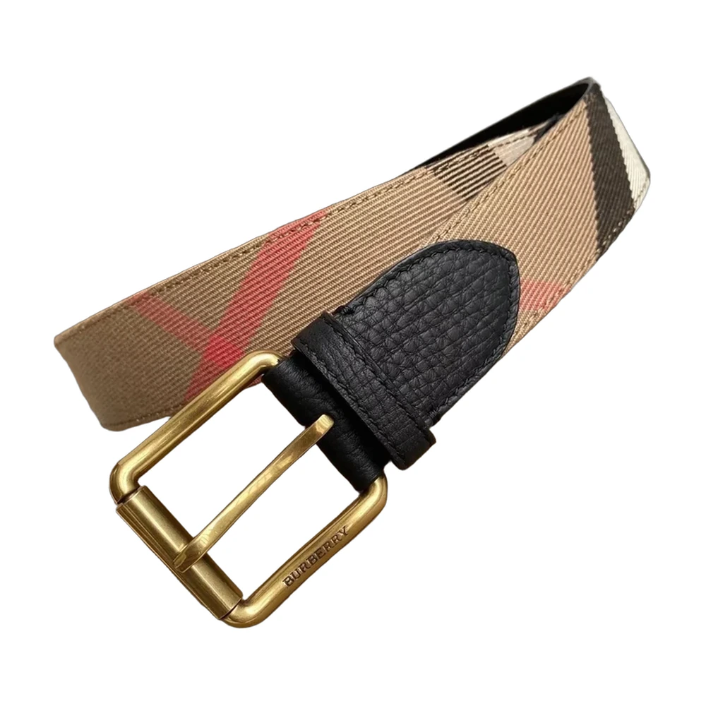 Burberry Check Belt Gold Pin Buckle