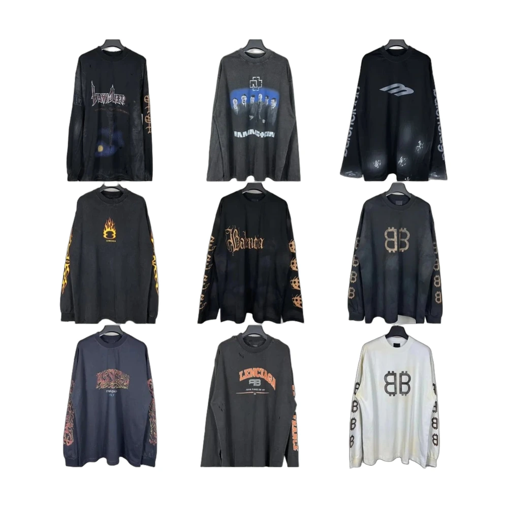 Balenciaga Distressed Graphic Long Sleeve Tee