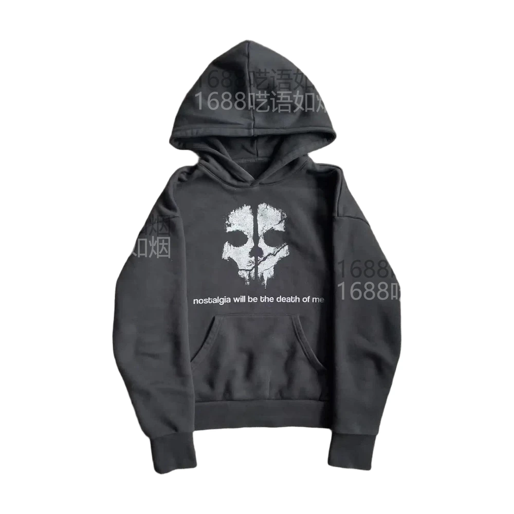 Skull Graphic 'Nostalgia' Pullover Hoodie (Black)