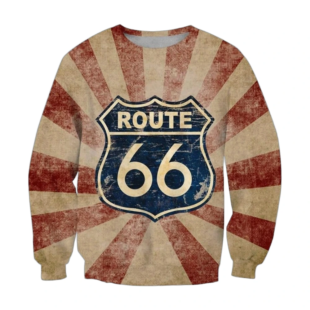 Route 66 3D Print Crewneck Sweatshirt