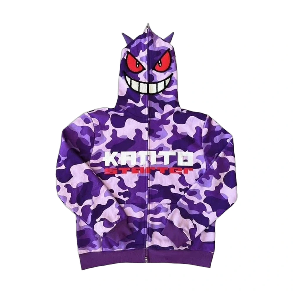 Gengar Kanto Starter Camo Full-Zip Mask Hoodie