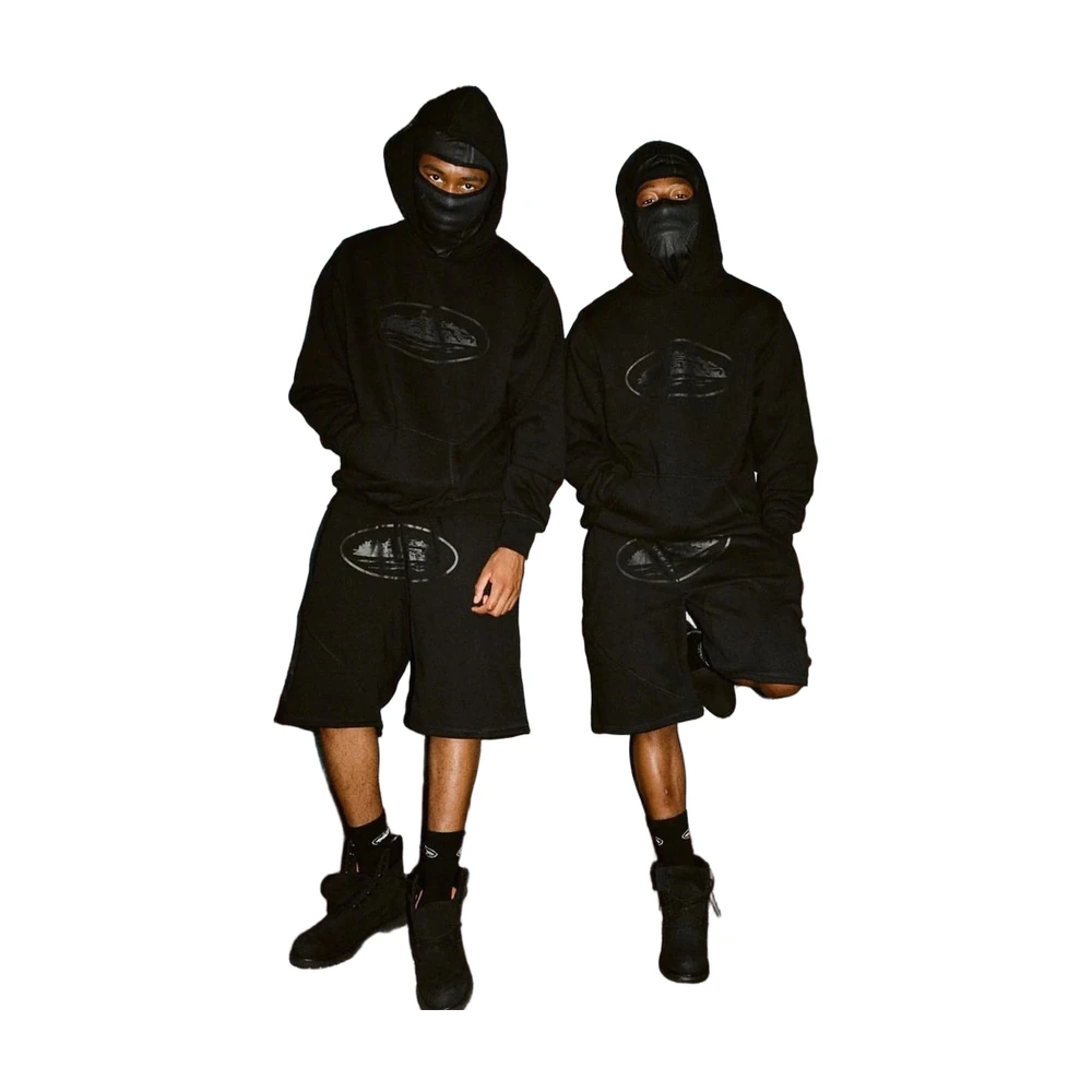 Corteiz All-Black Hoodie and Shorts Set