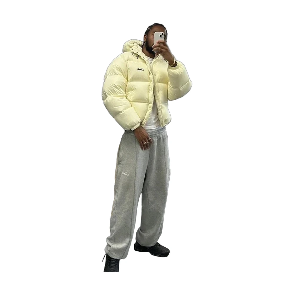 Cream Cropped Puffer Jacket