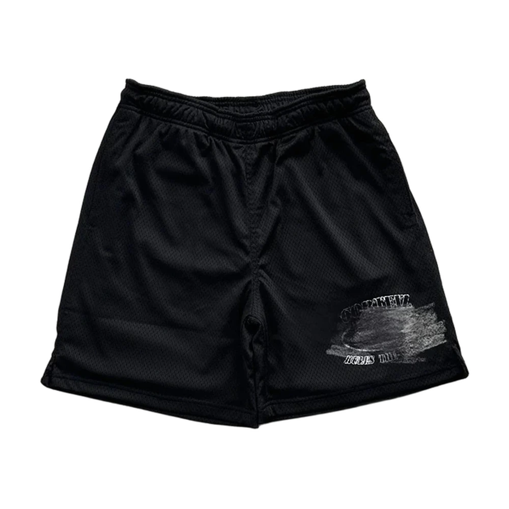 Black Printed Mesh Basketball Shorts