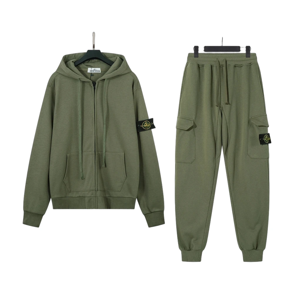 Stone Island Zip Hoodie and Cargo Jogger Set