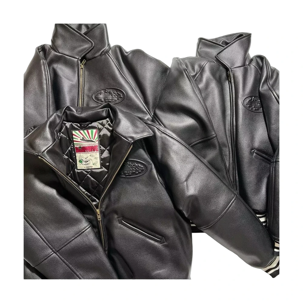 Corteiz Alcatraz Leather Bomber Jacket