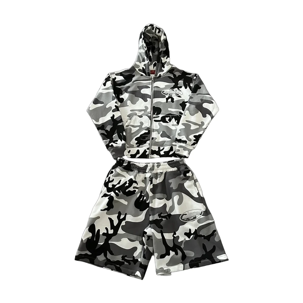 Corteiz Snow Camo Hoodie and Shorts Set