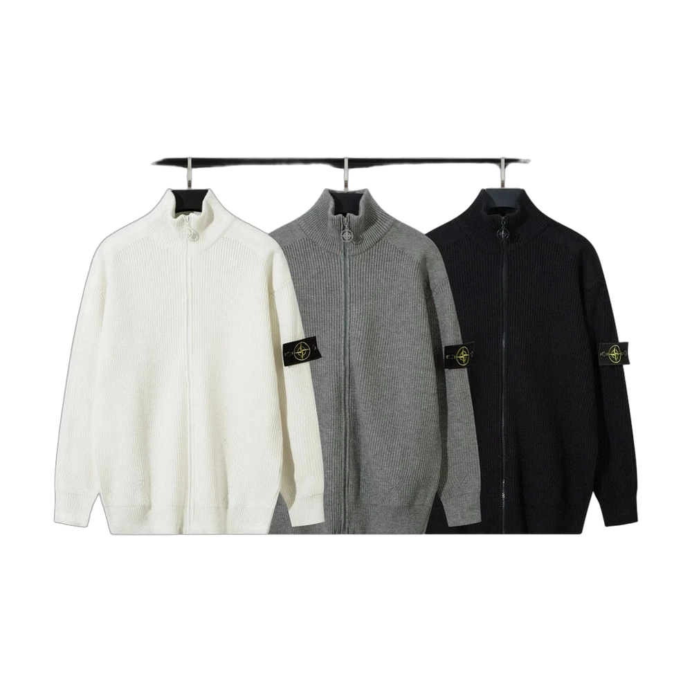 Stone Island Compass Badge Ribbed Zip Cardigan