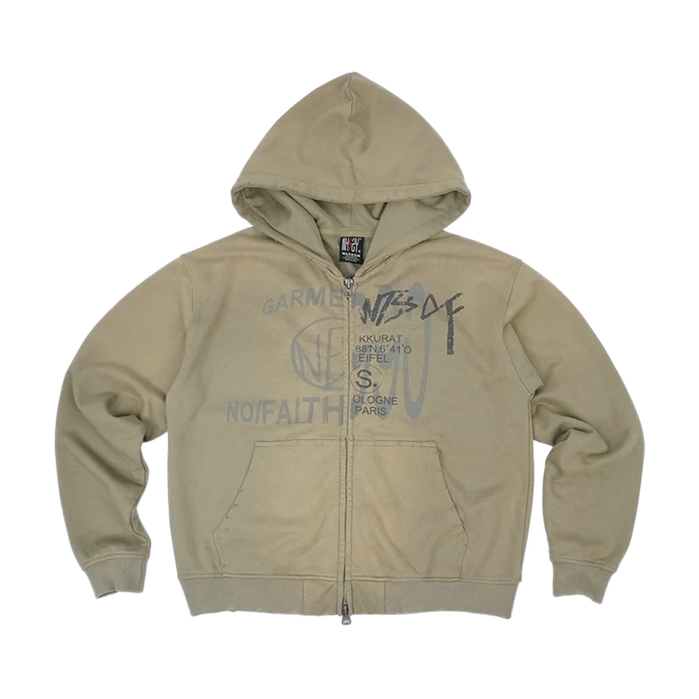 Heavyweight Graffiti Print Zip Hoodie
