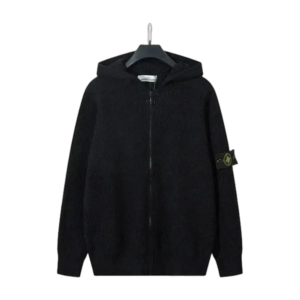 Stone Island Knit Full-Zip Hoodie Compass Badge