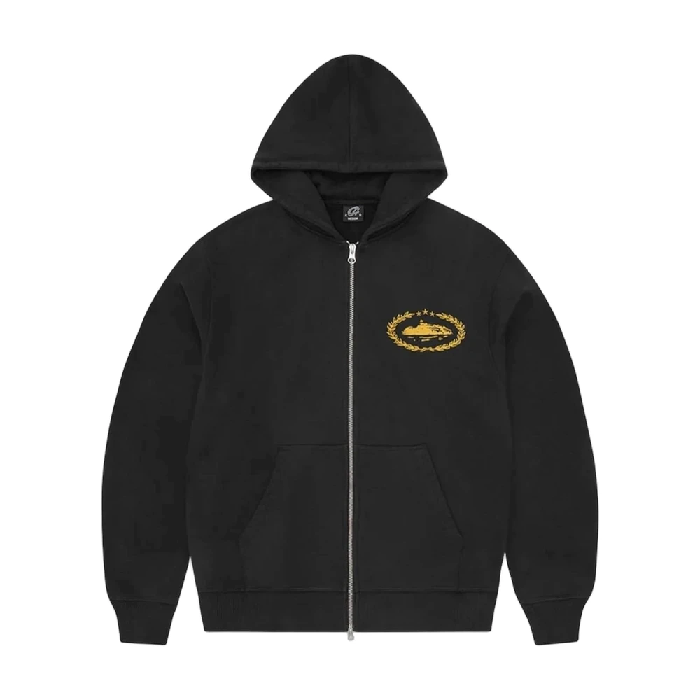 Corteiz Alcatraz Gold Crest Zip Hoodie