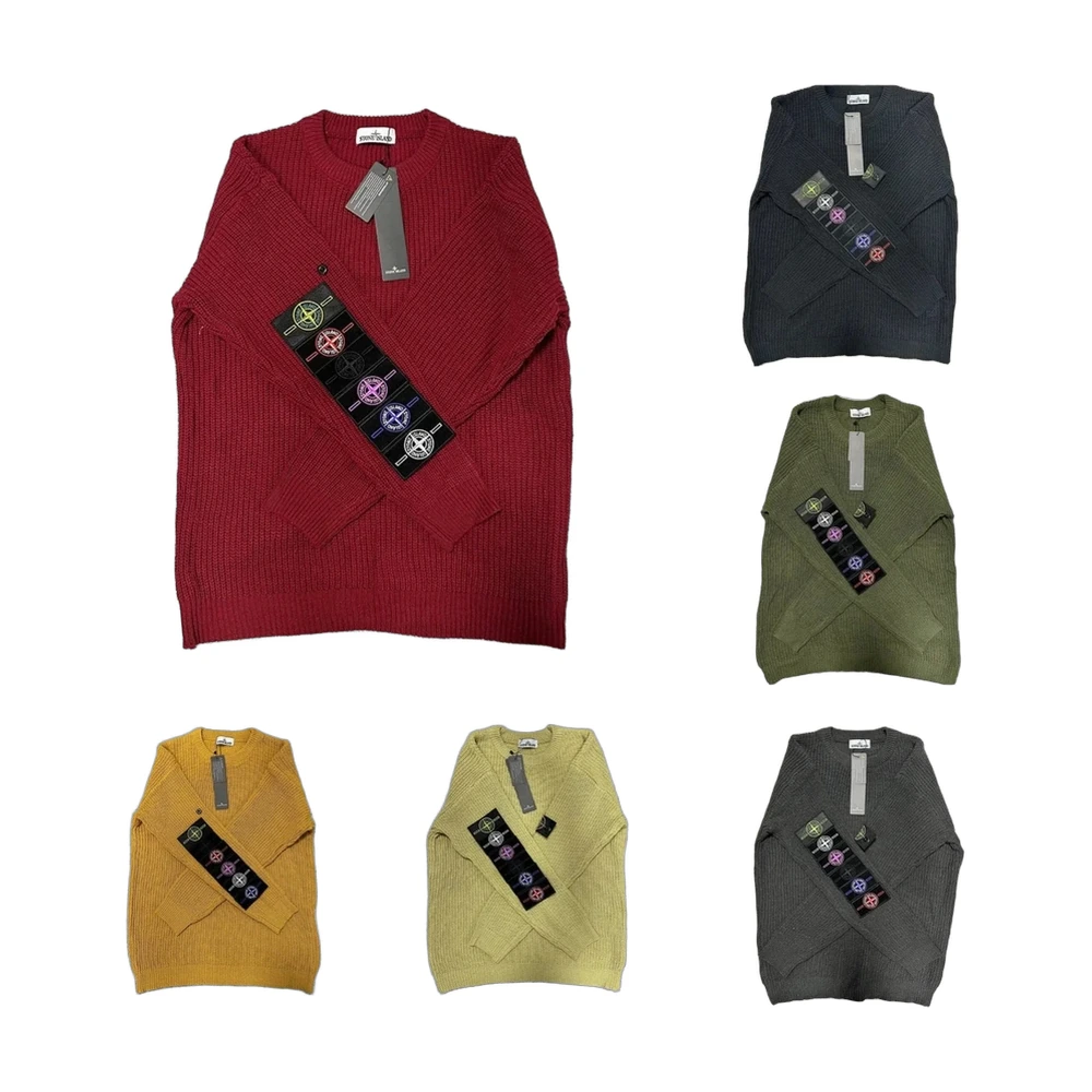 Stone Island V-Neck Knit Sweater
