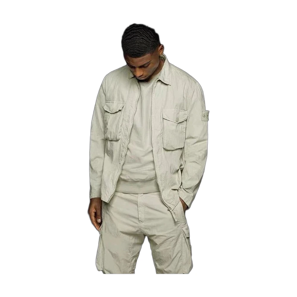 Stone Island Garment-Dyed Overshirt Jacket Sage