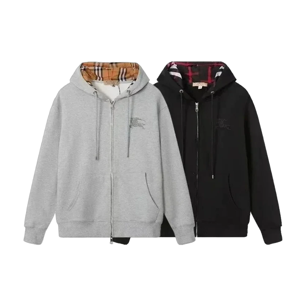 Burberry Check-Lined Zip Hoodie
