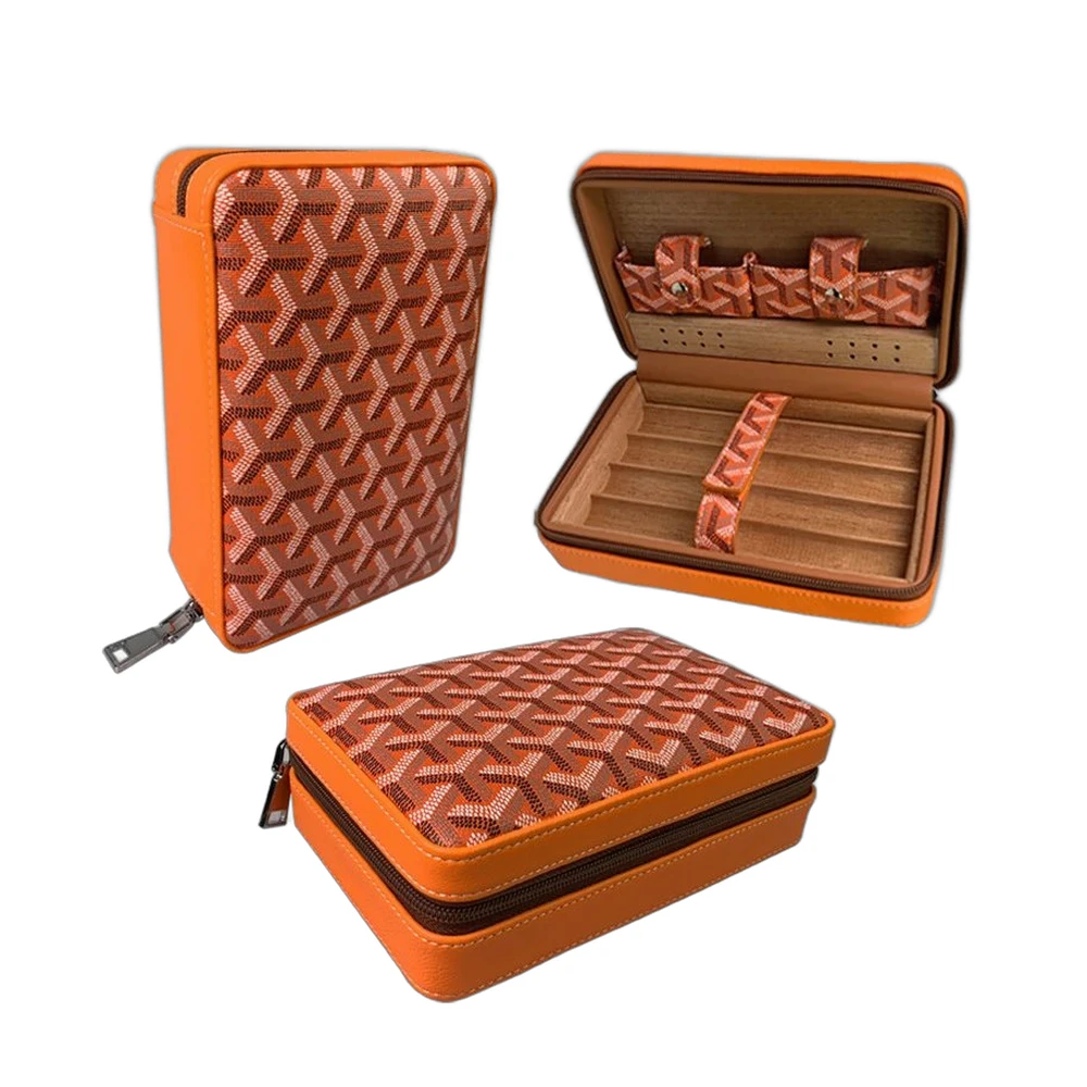 Goyard Print Leather Cigar Travel Case