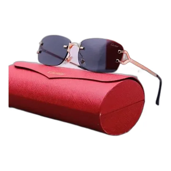 Cartier Rimless Rectangle Sunglasses Blue Gradient