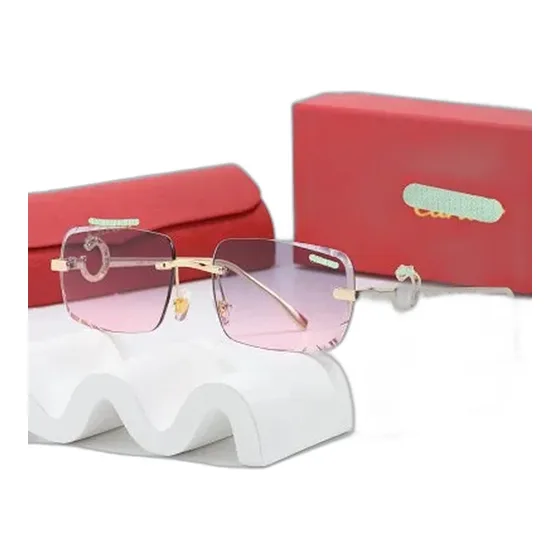 Cartier Rimless Rectangular Sunglasses Gold Gradient