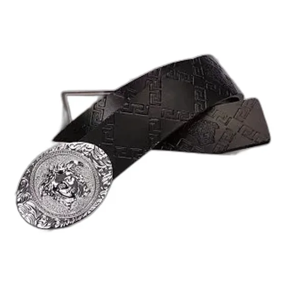 Versace Medusa Buckle Embossed Leather Belt
