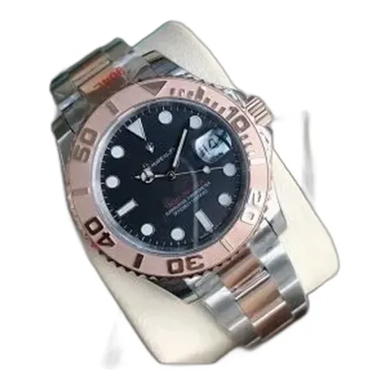 Rolex Yacht-Master 42 Black Dial Rubber Strap Watch