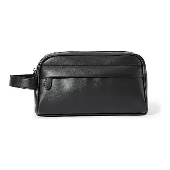 Woven Leather Men's Wristlet Clutch / Toiletry Bag