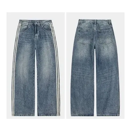 Adidas Side-Stripe Wide-Leg Jeans