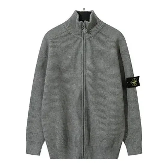 Stone Island Zip-Up Ribbed Knit Cardigan