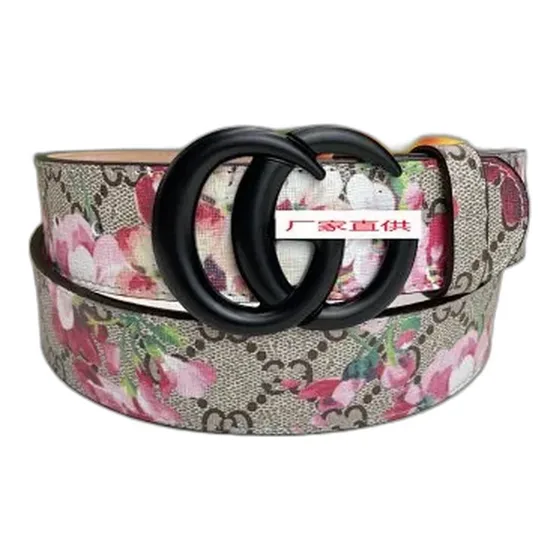 Gucci GG Blooms Floral Double G Leather Belt
