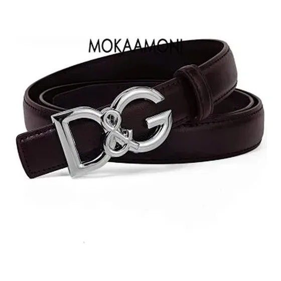 Dolce & Gabbana DG Logo Buckle Thin Leather Belt